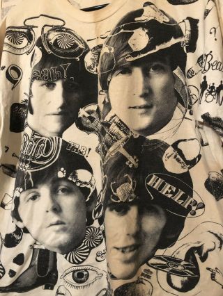 Vtg 90s The Beatles All Over Print T - shirt 2