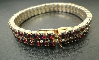 Antique Art Deco Bohemian Glass Garnet Bracelet