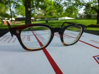 Vintage 1960s Ao American Optical Horn Rim Tortoise Glasses Eyeglasses 46 22
