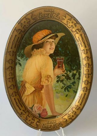 Vintage Tin Advertising Tip Tray,  Coca - Cola,  1916 “elaine”