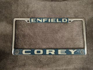 Rare Vtg Enfield Connecticut Corey Volkswagen Vw Dealership License Plate Frame