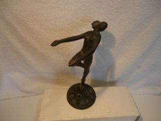 Art Deco Nude Female Bronze Statue Sculpture Vtg Female