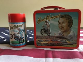 Vintage " Evel Knievel " Lunch Box W/thermos 1974 C8,  L@@k