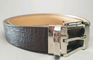 Vtg Montblanc Reversible Brown/tan Mens Leather Belt Sz 36 Silver Tone Buckle