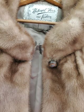 VINTAGE 1950 ' s MINK FUR STOLE/CAPE FULLY LINED - NATIONAL FURS,  CHEYENNE,  WYOMING 8