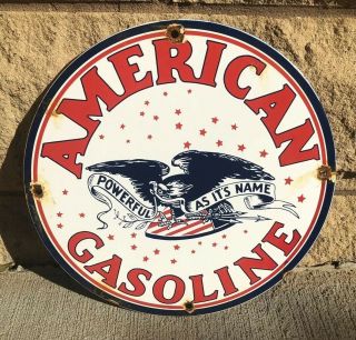 Vintage American Gasoline Gas Oil Porcelain Metal Sign Station Pump Plate Motor