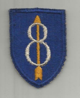 Ww 2 Us Army 8th Infantry Division Flat Top Patch Inv G927