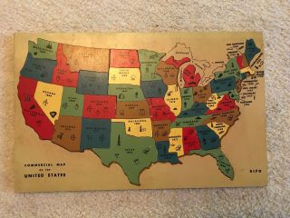 Commercial Map Of The United States Vintage Wood Puzzle,  Sifo