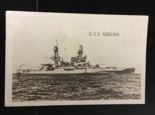 World War Two Era Vintage Postcard Of The Uss Arizona At Sea