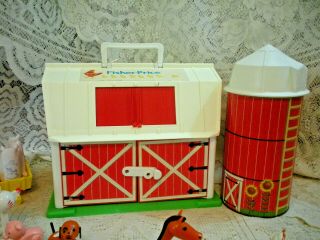 Vintage Fisher Price Little People Play Family Farm Barn 2501 PINK PIG 26pcs 3