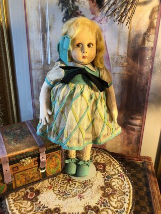 Wonderful Antique 14” Lenci Child Doll All