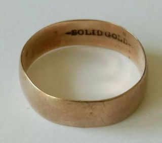 Antique 10k Solid Gold 4.  7mm Wedding Band Ring Size 6