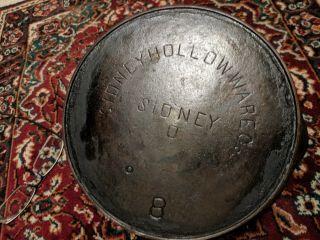 Rare Vintage Sidney Hollow Ware Co.  8 Skillet Cast Iron,  2 Pour Spouts