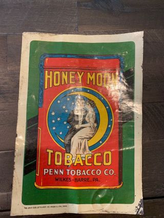 Very Rare Honeymoon Tobacco Tin Tacker (two On The Moon) Sign