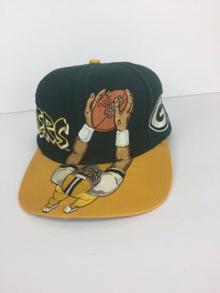 Vtg 90s Touchdown Widereciever Green Bay Packers Big Logo Hat Cap Snapback Rare