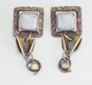 Designer Sterling Silver Gemstone Fun Abstract Modern Earrings By Angela Duffin