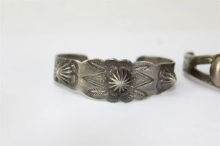 Pair Vintage Native American Indian Old Pawn Style Silver Cuff Bracelets NR WSC 4