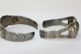 Pair Vintage Native American Indian Old Pawn Style Silver Cuff Bracelets NR WSC 7