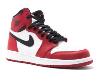 Rare Air Jordan 1 Retro High Og Bg Shoes White/ Black - Varsity Red Size 7y