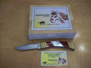 Custom Buck Knife 110 " Michael Prater " 24/25 Mother Of Pearl Rare Nos 2006 Gem