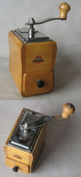 Vintage Old German Wooden Coffee Grinder Mill Zassenhaus /