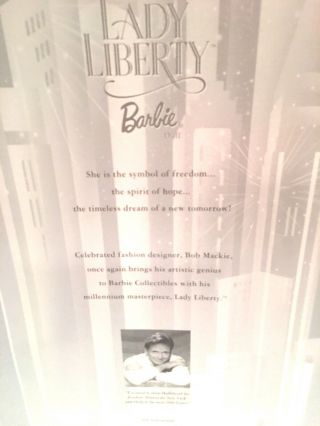 Rare Vintage Lady Liberty Barbie w/ Box & Artwork Signed by Bobo Mackie 7