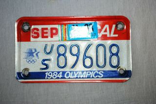 California 1984 Olympics Motorcycle License Plate Real Issue 1980 Laooc Rare