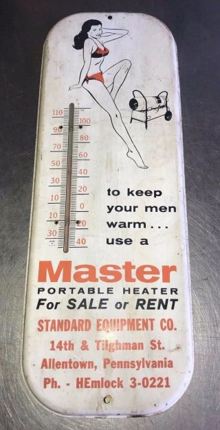 Vintage Master Portable Heater Advertising Thermometer