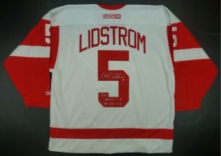 Rare Ccm Nicklas Lidstrom Detroit Red Wings Norris Autograph Sewn Jersey Xl /105