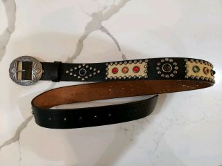 Ralph Lauren Rrl Vintage Studded Brown Leather Belt