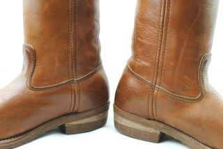 Vintage 70 ' s RED WING Pecos Style Brown Leather Pull On Outdoor Work Boots 9 C 5