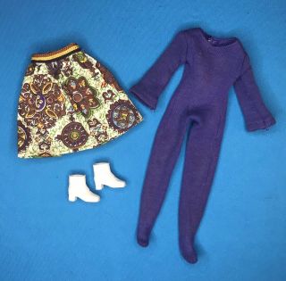 1972 Vintage Kenner Blythe Doll Pinafore Purple Outfit Clothes Shoes