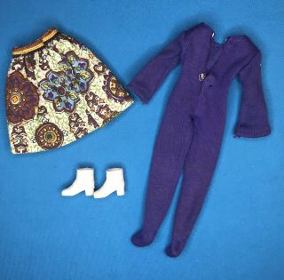 1972 Vintage Kenner Blythe Doll PINAFORE PURPLE Outfit Clothes Shoes 4