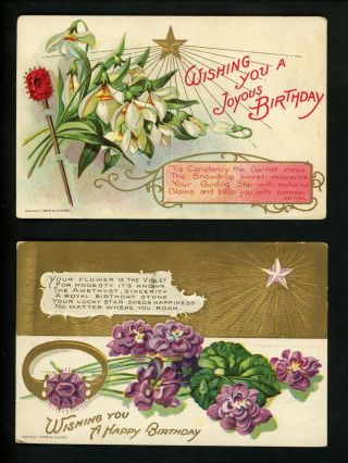 Months Of The Year Vintage Postcard Set Of 12 Nash 1908 Gem Birthday Series 1