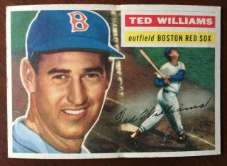 1956 Topps Ted Williams Baseball Card No Creases Some Wear - Vintage