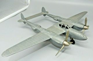 Vintage Hubley Kiddie Toy Cast Iron Airplane P38 Landing Gear Folds