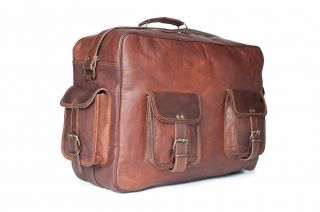 Vintage Leather Handmade Overnight Style Messenger Satchel Bag Briefcase 16 "