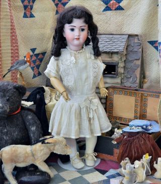 Antique Bisque 25” Heinrich Handwerck / Simon Halbig Doll With Fur Eyebrows