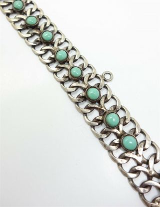 Estate Found Vintage Sterling Silver Bracelet W/ Turquoise Stones