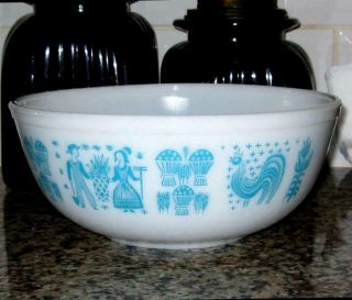 Vintage Rare Pyrex Amish Butterprint 404 Mixing Bowl 4 Qt.  Turquoise Htf