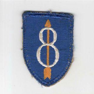 Ww 2 Us Army 8th Infantry Division Flat Top Patch Inv H444