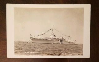 U.  S.  S.  Houston Real Picture Postcard (rppc) Ww L Battleship