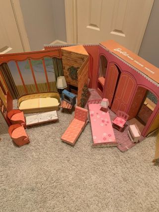 Vintage 1963 - 1964 Barbie Dream House Cardboard Play Set & Furniture Mattel