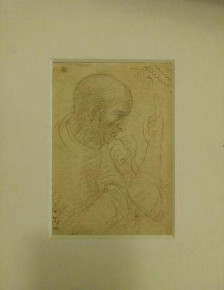 Rare Old Italian Master Drawing Portrait Of A Man From Adoration Of The Magi