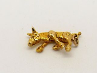 Rare Vintage 9ct Gold Mule / Donkey / Horse Charm - Articulated.