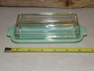 Vtg Fire King Jadeite 1/4 Lb.  Butter Dish With Clear Crystal Glass Lid Jade