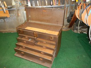 Vtg Signed Kennedy Kit 520 Machinist Chest Tool Box Brown Metal 7 Drawer