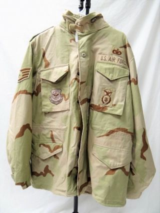 Vintage Us Air Force Military Cold Weather Field Class 4 Desert Camouflage Coat