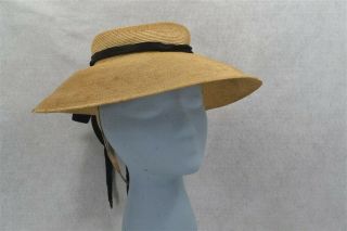 Antique Hat Wide Brim Natural Straw Civil War Era 19th C 1850