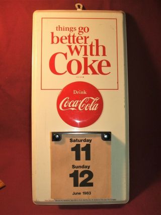 Vintage Coca Cola Enameled Steel Calendar